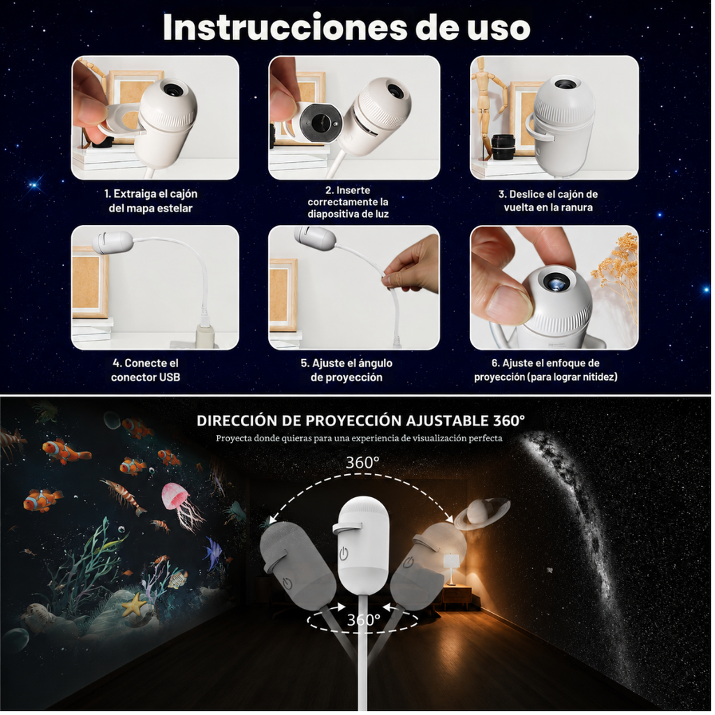 Proyector Zelix™ de Galaxias y Estrellas